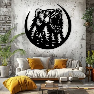 "Bear Wall Art Premium MDF Wood Decor for Modern Home Office".