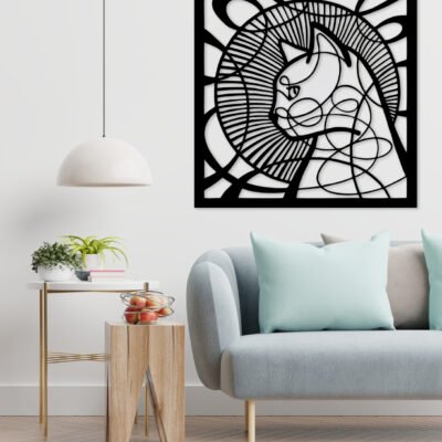 "Cat Wall Art MDF Wood Décor for Modern Living Room Decoration".