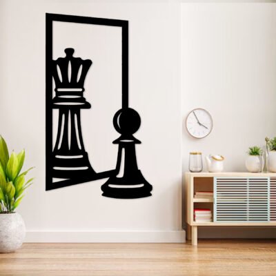 "Chess King Wall Art Premium MDF Wood Decor for Executive Office Interior".