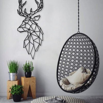 "Deer Silhouette MDF Wall Art Minimalist Animal Wood Decor for Living Room".