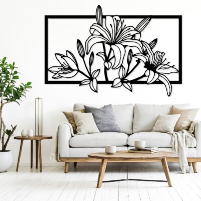 "Elegant Floral Wall Art Set of 2 MDF Wood Decor for Living Room".