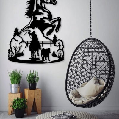 "Majestic Rising Horse MDF Wall Art for Office Success Decor".