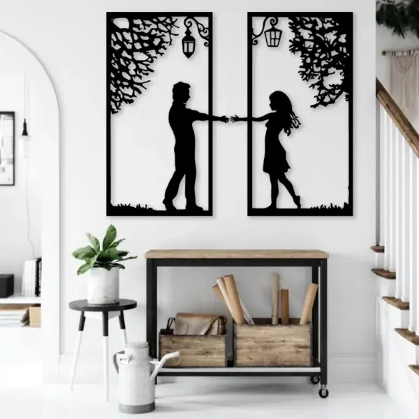 Together Forever Couple MDF Wood Art 2-Piece Set "Together Forever Couple MDF Wood Art 2-Piece Set for Bedroom Wall Decoration".