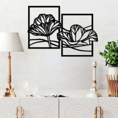 Sale "Elegant Floral Wall Art Set of 2 MDF Wood Decor for Living Room".