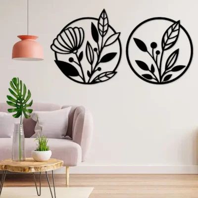 Sale "Elegant Floral Wall Art Set of 2 MDF Wood Decor for Living Room".