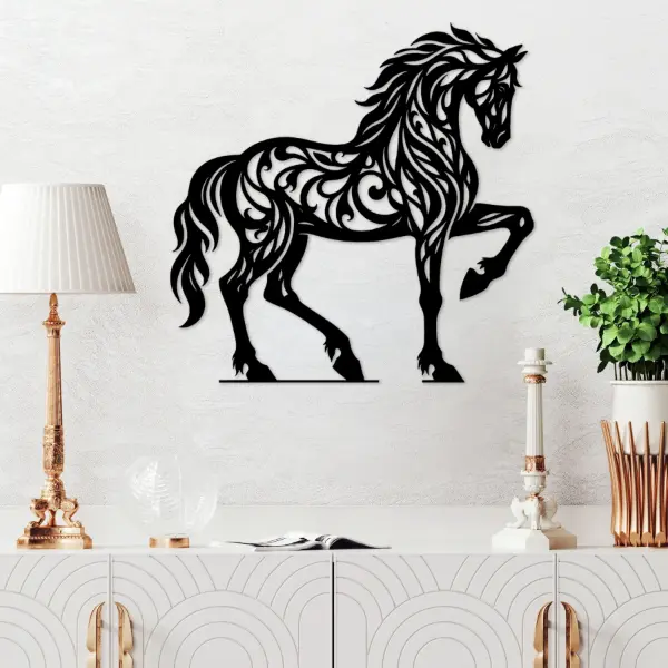 Graceful Horse MDF Wall Art – Premium Three-Leg Standing Wooden Decor "Graceful Horse MDF Wall Art Three-Leg Standing Wooden Decor for Modern Office".