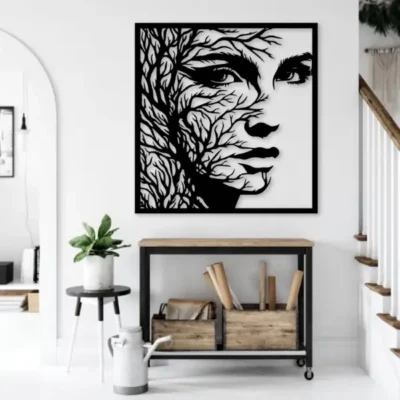 Sale "Portrait Girl Face with Tree Branches Artistic Wall Art for Modern Living Room".