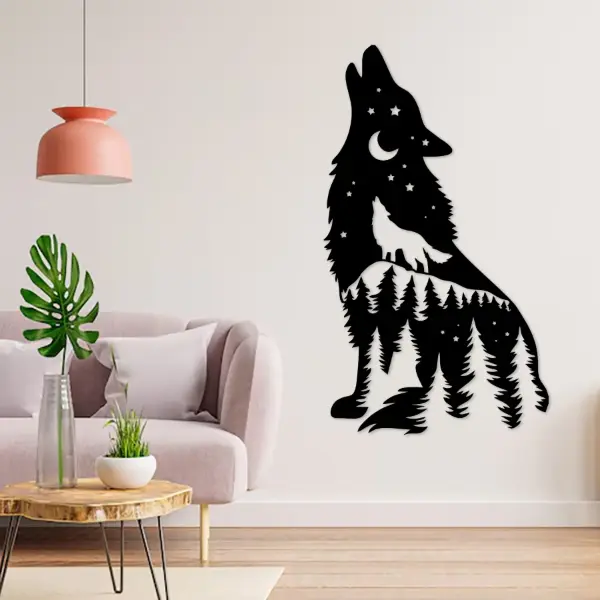 Wolf Howling MDF Wall Art – Premium Wooden Decor Wolf Howling MDF Wall Art